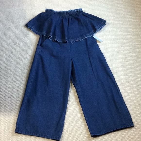 Anthropologie Denim - Anthropologie Petite Off The Shoulder Romper!